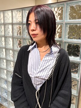 ノル 栄矢場町(nol) ミディアムウルフレイヤー×レッドブラウン