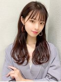 シャギーレイヤー韓国ワンホンヘアシースルーぱっつん前髪