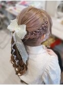 編み込みポニーテール