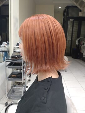 ハイストリートヘア(High street Hair) 【ハイトーン好きに】ボブ×ブリーチ×オレンジシャーベット