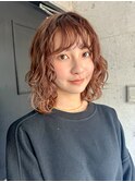 ウェーブパーマ前髪イメチェン小顔ボブパーマ