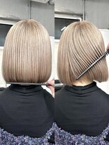 ハロ(Halo)&nbsp;ミルクティーベージュ/ハイトーンボブ/ワンレンボブ/韓国