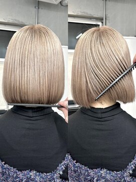 ハロ(Halo) ミルクティーベージュ/ハイトーンボブ/ワンレンボブ/韓国