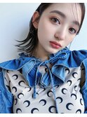 オリーブベージュショートミニボブグレージュブリーチレイヤー