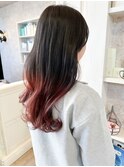 福山caaryグラデーションカラーレッド裾カラーダブルカラー