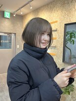 ジュール(JOULE'S)&nbsp;ワンレンボブ赤み消しオリーブベージュ透明感カラー