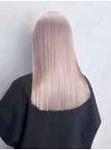 ホワイトブロンドロング美髪韓国ヘアおくれ毛_ba543041
