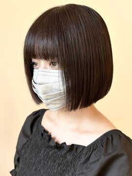 黒髪 髪質改善20代30代 暗髪大人ガーリーボブ 京都 四条烏丸