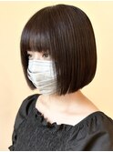 黒髪 髪質改善20代30代 暗髪大人ガーリーボブ 京都 四条烏丸