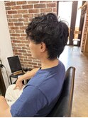 爽やかメンズショートメンズパーマメンズウェーブヘアアッシュ