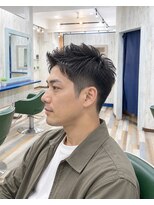 ルートヘア 辻堂店&nbsp;30代メンズツーブロックアップバングショート刈り上げ束感