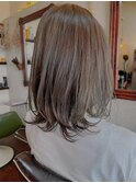 くびれ巻きミディアム×透け感ダークグレージュ大人可愛い