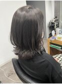 グレージュカラー/ボブウルフ/黒髪/ココアベージュ