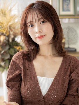 カバーヘア ブリス 上尾西口店(COVER HAIR bliss) ベージュピンク小顔くびれミディアムレイヤーa上尾20代30代40代