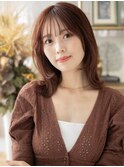 ベージュピンク小顔くびれミディアムレイヤーa上尾20代30代40代