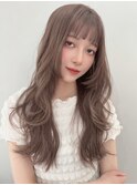 ★小顔薄めバンググレーベージュレイヤーエアリーロング門口直詳