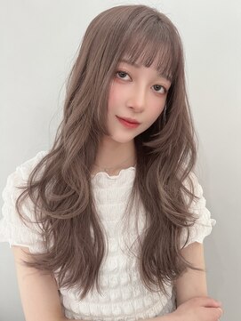 エトラ 渋谷店(etora) ★小顔薄めバンググレーベージュレイヤーエアリーロング門口直詳