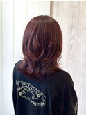 ブリーチ無しチェリーレッド × ウルフカット
