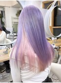 ラベンダーとピンクのインナーカラー（ブリーチ２回）