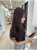 ロングスタイルのボルドーカラー