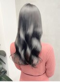 髪質改善アッシュグレーブラック艶髪韓国風ロングレイヤー