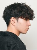 心斎橋シャドウパーマメンズマッシュウルフカット波巻きパーマ