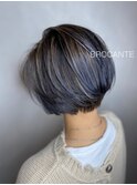 ハイライト マッシュショート 寒色系カラー ナチュラルマッシュ