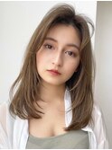 ベージュカラー　小顔立ち上げ前髪 根元パーマ