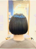 ミニボブ/ショート/黒髪/ヘアマニキュア/大人可愛い/髪質改善/艶