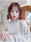 大人かわいい前髪セシルカットココアブラウンフリンジウェーブ