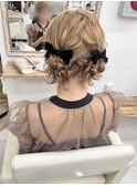 結婚式ヘア　ツインお団子