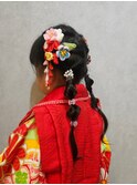 夏祭り/浴衣/七五三の編みおろしヘア　キッズヘアセット着付け#1