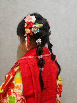 ウィスプ 赤羽店(wisp) 夏祭り/浴衣/七五三の編みおろしヘア　キッズヘアセット着付け#1