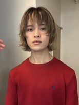 =メンズボブ/ダークアッシュ/ニュアンスパーマ／メンズウルフ