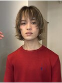 =メンズボブ/ダークアッシュ/ニュアンスパーマ/メンズウルフ