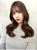 20代30代40代◎前髪パーマ韓国風巻きくすみベージュお団子ヘア
