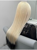 11391髪質改善金髪ホワイトブロンドマロンベージュストレート