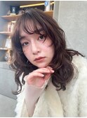 ウェーブミディアム×韓国前髪顔周りレイヤーカット[表参道]