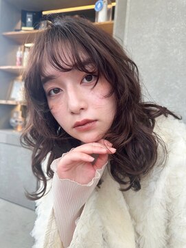 ロンド ボーイ 表参道(Lond BOY) ウェーブミディアム×韓国前髪顔周りレイヤーカット[表参道]