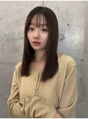 大人可愛いミディアムストレート/顔まわりレイヤー/前髪あり