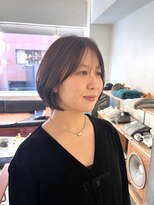 マカロニコースト(macaroni coast)&nbsp;前髪ありレイヤーボブ顎ラインボブ大人ボブ透明感カラー丸みボブ