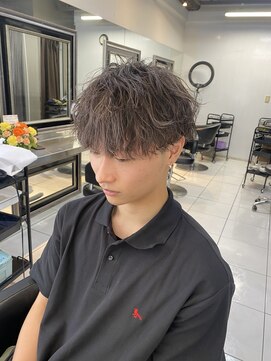 アイズ 海老名(AIZU) シルバーメッシュ　メンズハイライト　メンズセット王道マッシュ