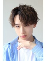 メンズカット バイ ソイクフ(メンズカット by SOY-KUFU)&nbsp;MEN'SHAIRアッシュブラックマッシュパーマセンターパート