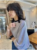 ウルフヘアセミディ無造作パーマ30代40代