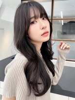【艶感シースルーバング】酸性ストレート大人可愛いウェーブ巻き
