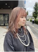 ホワイトグレージュミニウルフチェリーブラウンデジタルパーマ