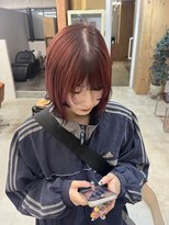 セム(sem)&nbsp;レッドカラー×デザインカラー×ウルフカット