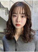 ＋ウェーブミディアム似合わせカットミディアムパーマボブパーマ