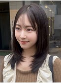 韓国ヘア 2wayバング 顔まわりカットNo.1 レイヤー グレージュ