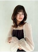 レイヤーカット/くびれヘア/セミロング/オリーブグレージュ